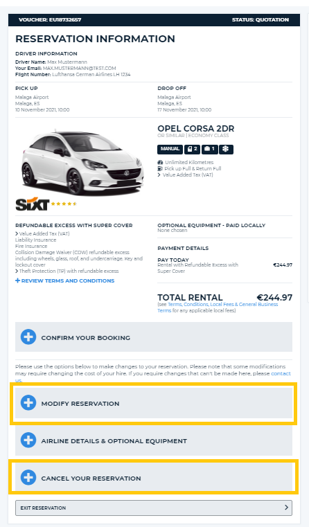 How to cancel or modufy your booking - view your reservation